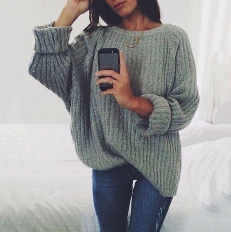 Celeste Knit Sweater with Oversized in Dark Grey