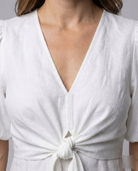 Celeste Linen Blend Midi Dress with Belted
