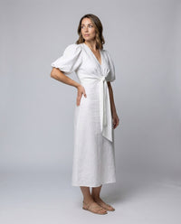 Celeste Linen Blend Midi Dress with Belted