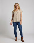 Celeste Linen Tunic with Stand Collar