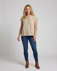 Celeste Linen Tunic with Stand Collar