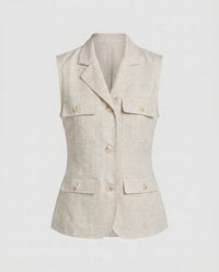 Celeste Linen Vest with Pockets in Linen