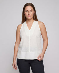 Celia Elegant Linen Top with V-Neck