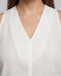 Celia Elegant Linen Top with V-Neck