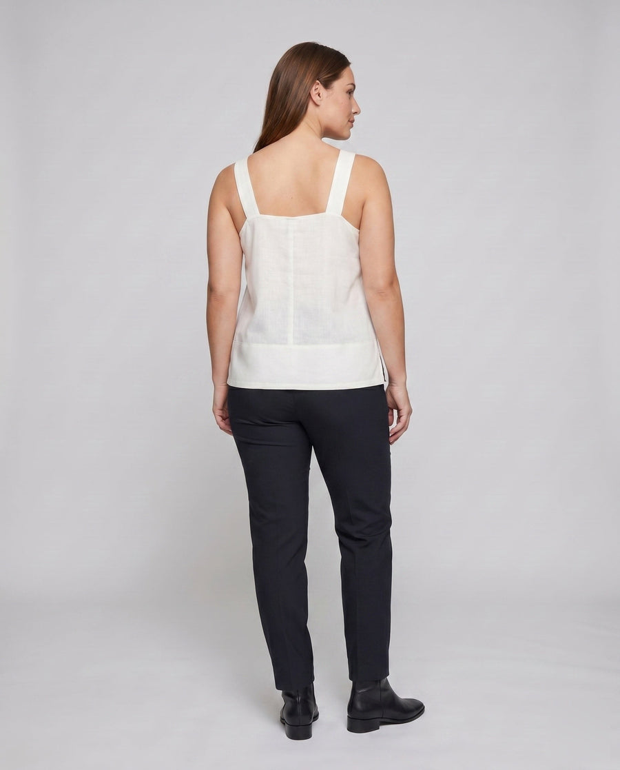 Celia Elegant Linen Top with V-Neck