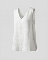 Celia Elegant Linen Top with V-Neck in Linen