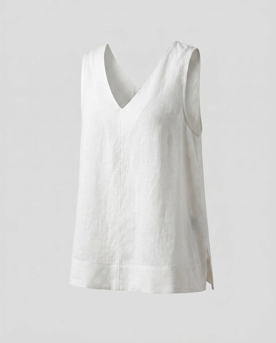 Celia Elegant Linen Top with V-Neck in Linen