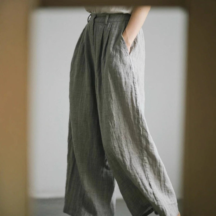 Celia Elegant Linen Trousers with Pockets