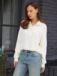 Celia Sweater with Zip Front in Apricot