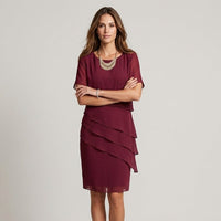 Celia Tiered Layer Dress in Cabernet