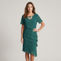 Celia Tiered Layer Dress in Emerald