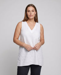 Celine Airy Linen Tunic with V-Neck