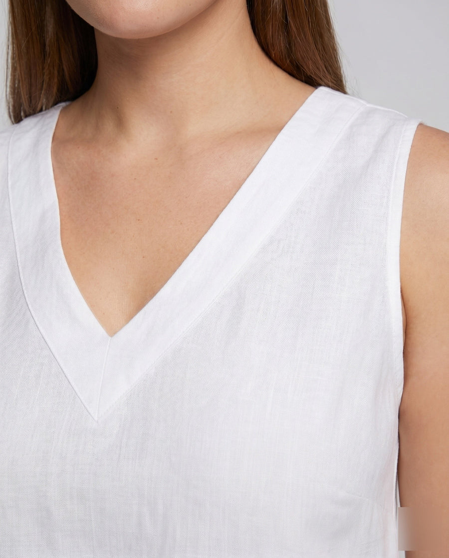 Celine Airy Linen Tunic with V-Neck
