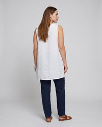 Celine Airy Linen Tunic with V-Neck