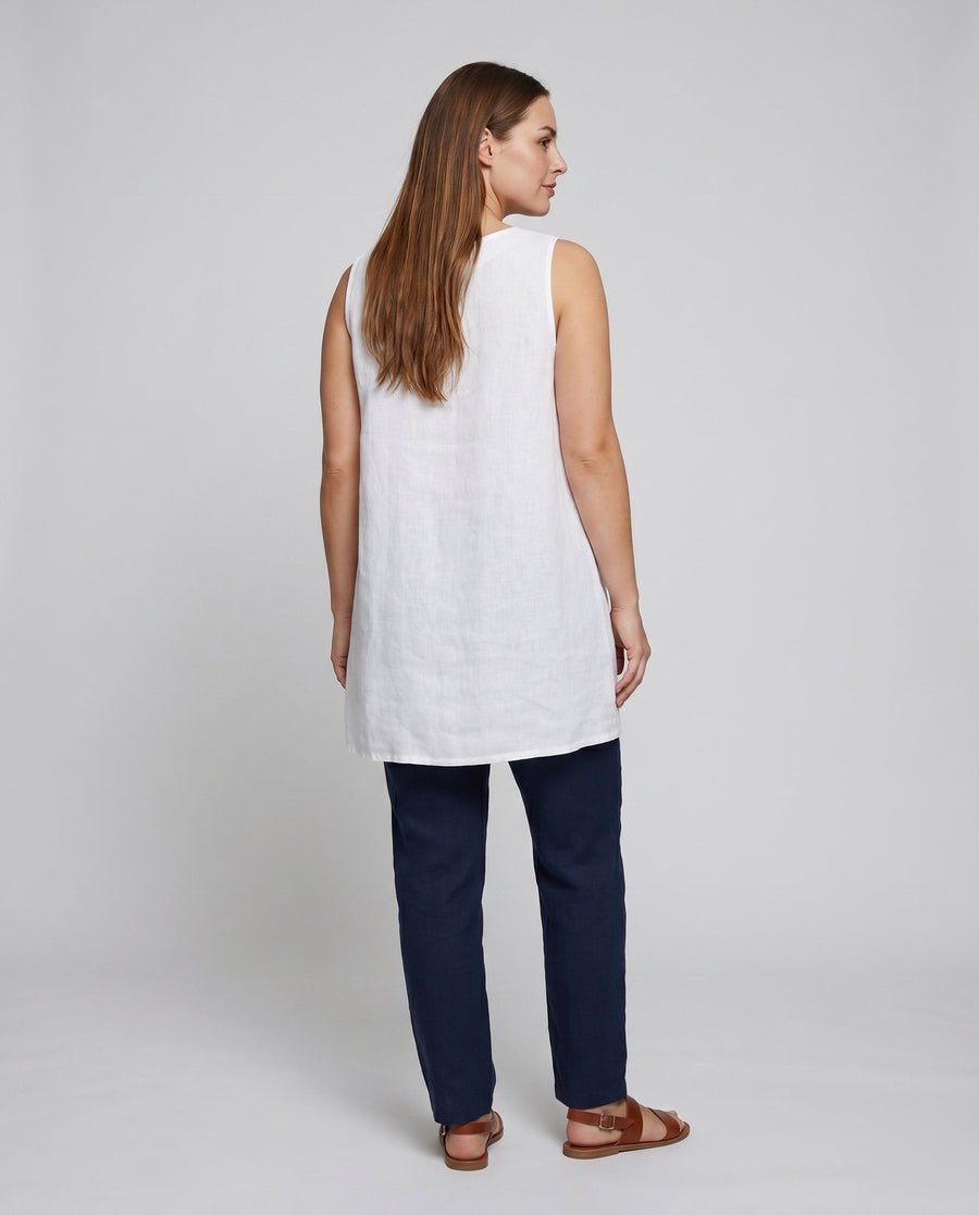 Celine Airy Linen Tunic with V-Neck