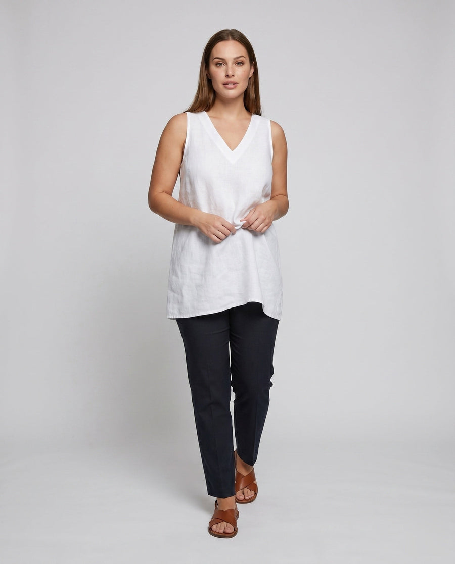 Celine Airy Linen Tunic with V-Neck