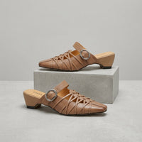 Celine Buckle Mule in Taupe