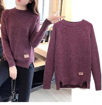 Celine Elegant Knit Sweater in Wine Red
