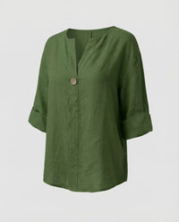 Celine Linen Shirt in Green