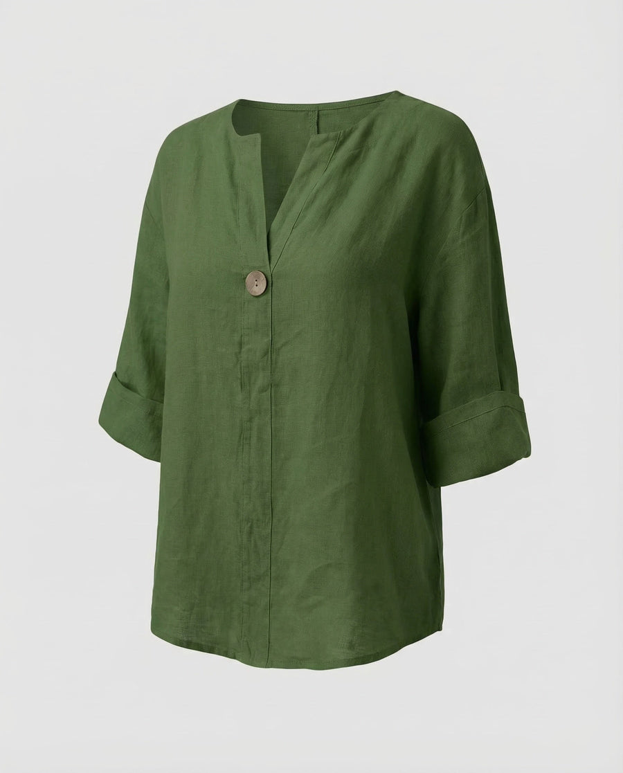 Celine Linen Shirt in Green