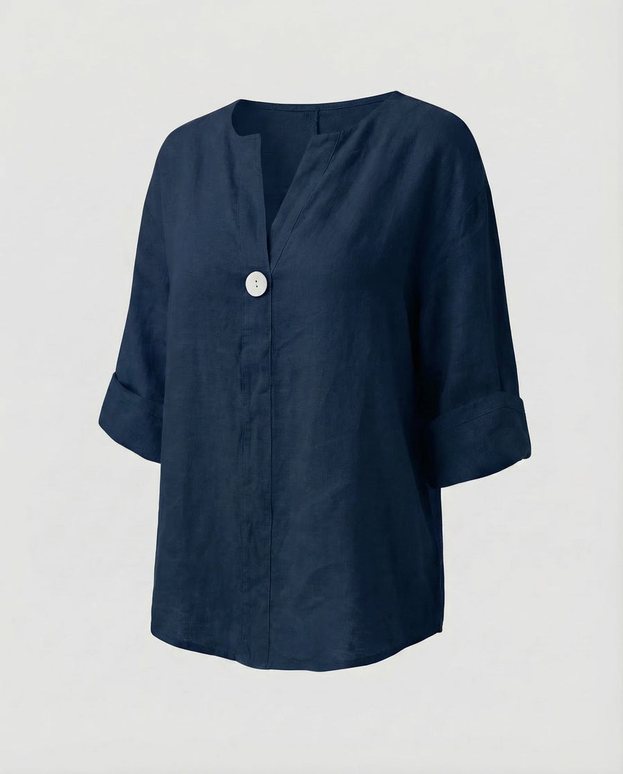 Celine Linen Shirt in Navy