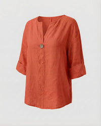 Celine Linen Shirt in Red