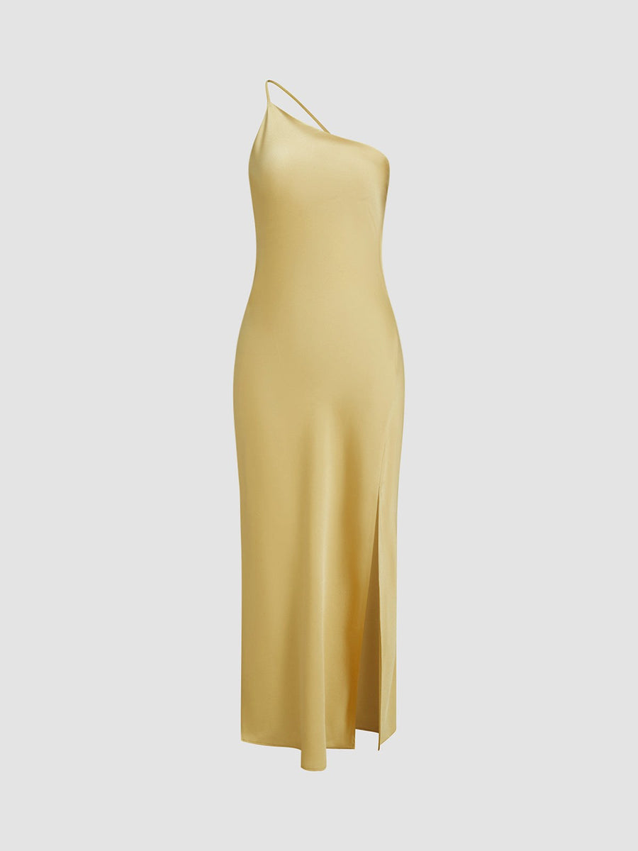 Celine Satin Dress with Side Split