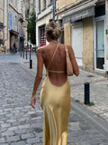 Celine Satin Dress with Side Split