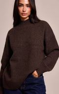 Chocolate Knit Oversized Polo Neck Jumper