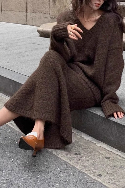 Margot V-Neck Knit & Mermaid Skirt Set