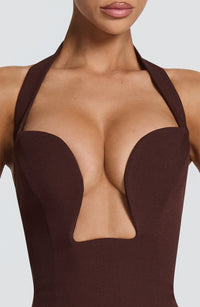 Delfina Mini Dress – Plum Brown