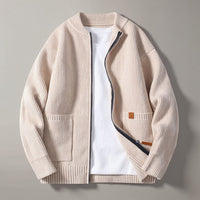 Charlie Ribbed Knit Cardigan in Beige