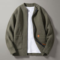 Charlie Ribbed Knit Cardigan in Emerald