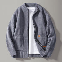Charlie Ribbed Knit Cardigan in Slate Gray