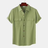 Charlotte Casual Shirt with Short Sleeve and Chest Pocket in Dark Green