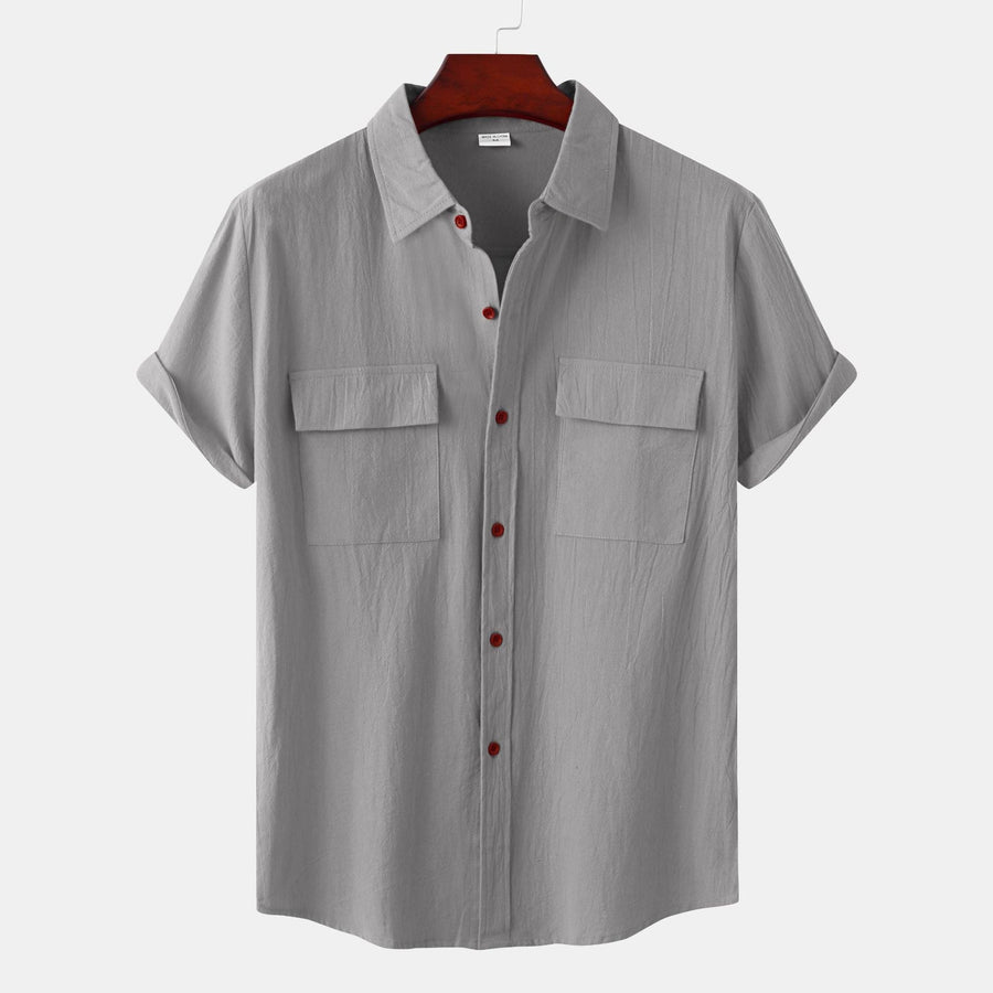 Charlotte Casual Shirt with Short Sleeve and Chest Pocket in Grey