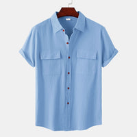 Charlotte Casual Shirt with Short Sleeve and Chest Pocket in Light Blue