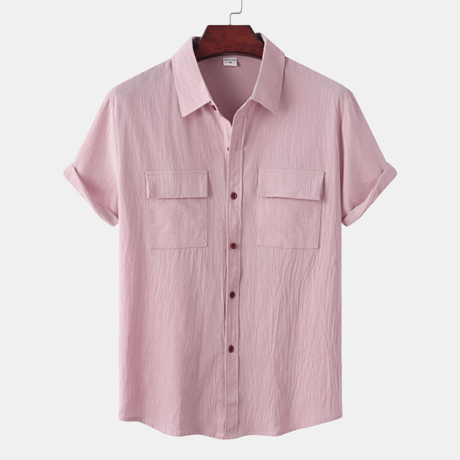 Charlotte Casual Shirt with Short Sleeve and Chest Pocket in Pink