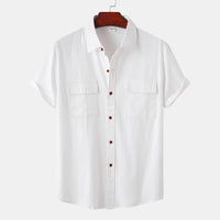Charlotte Casual Shirt with Short Sleeve and Chest Pocket in White