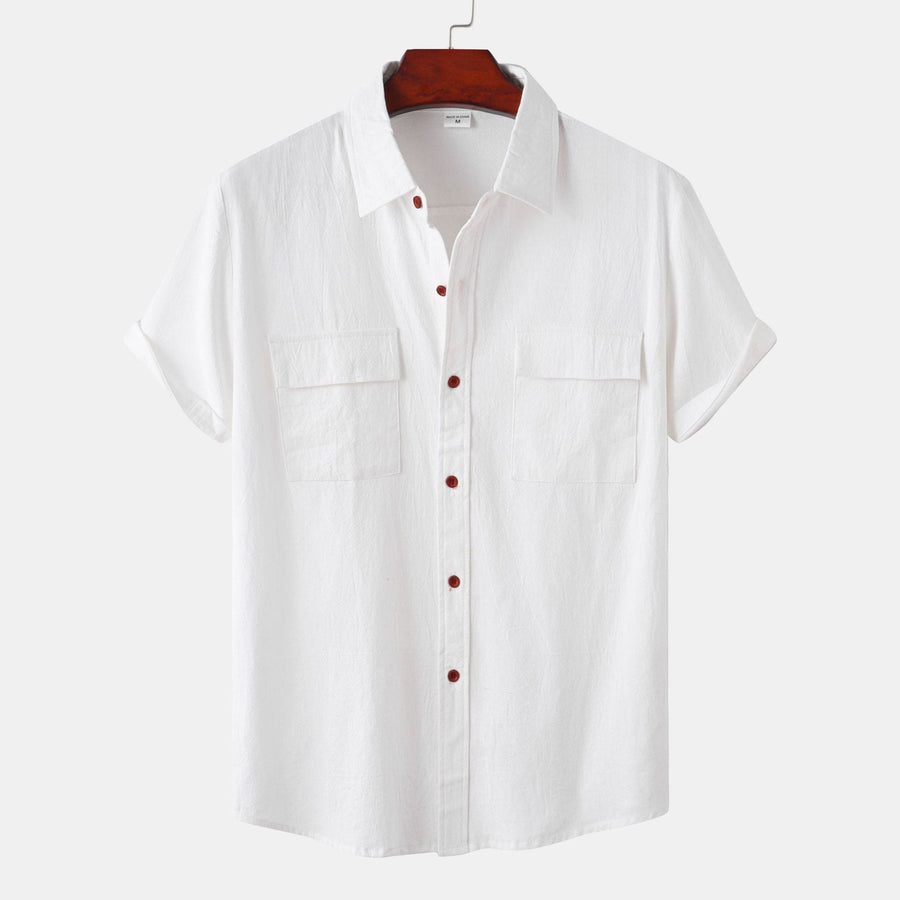 Charlotte Casual Shirt with Short Sleeve and Chest Pocket in White