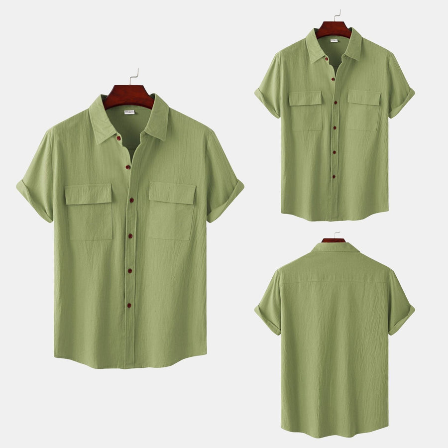 Charlotte Casual Shirt with Short Sleeve and Chest Pocket in Yellow