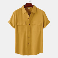 Charlotte Casual Shirt with Short Sleeve and Chest Pocket in Yellow