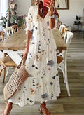 Charlotte Cotton Blend Midi Dress with Pockets and Floral Print