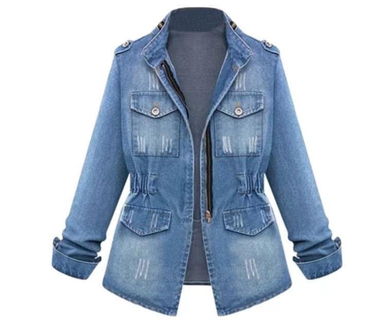 Charlotte Denim Jacket with Pockets in Light Blue