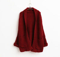 Charlotte Knit Cardigan with Pockets in Wine Red