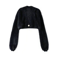 Charlotte Knit Cardigan with V-Neck in Black