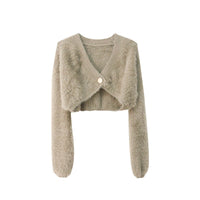 Charlotte Knit Cardigan with V-Neck in Purple