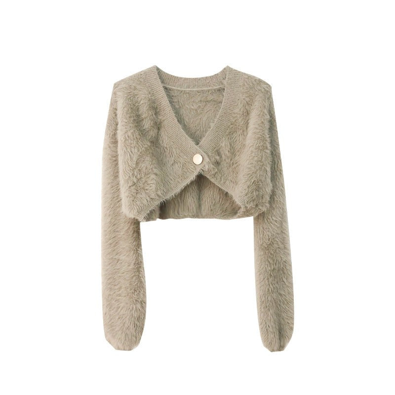 Charlotte Knit Cardigan with V-Neck in Purple