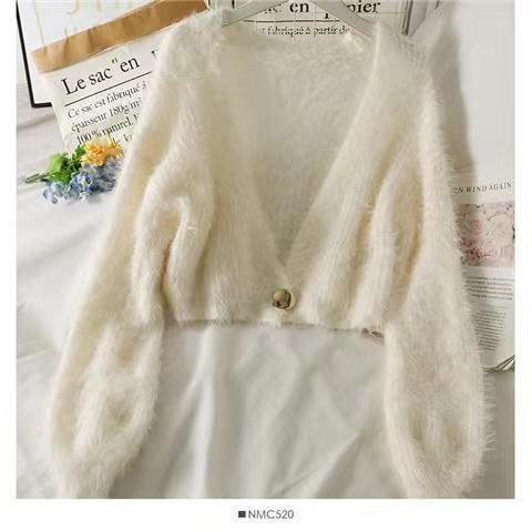 Charlotte Knit Cardigan with V-Neck in White