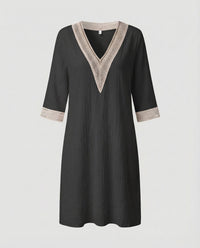Charlotte Linen Midi Dress in Black